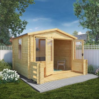 Adley 3.3m x 3.7m Newhaven Log Cabin with Veranda - 19mm