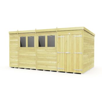 Holt 14' x 8' Double Door Shiplap Pressure Treated Modular Pent Shed