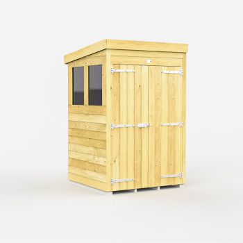 Holt 4' x 4' Double Door Shiplap Pressure Treated Modular Pent Shed