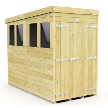 Holt 4' x 8' Double Door Shiplap Pressure Treated Modular Pent Shed