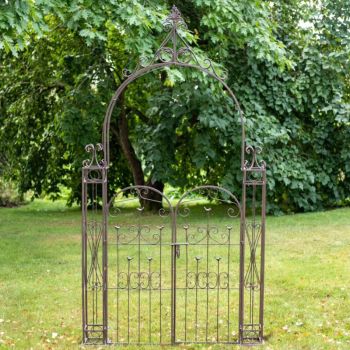 Osbourne Kilmister Metal Gated Garden Arch - Rusty