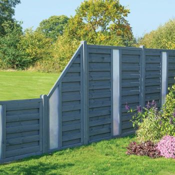 Rowlinson 3' x 6' Horizontal Hit & Miss Fence Panel With Opaque Insert - Close Boarded